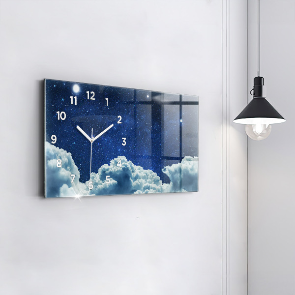 Glass wall clock rectangular Night sky