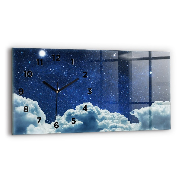 Glass wall clock rectangular Night sky