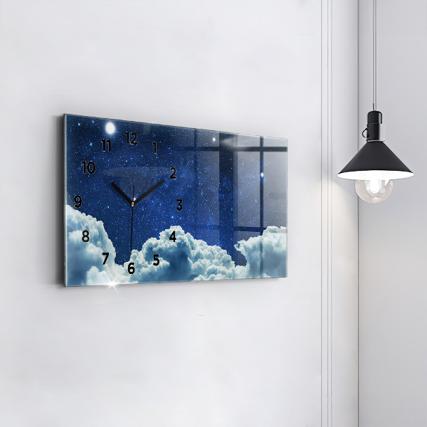 Glass wall clock rectangular Night sky