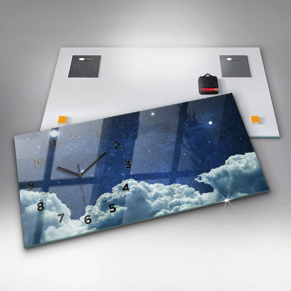 Glass wall clock rectangular Night sky