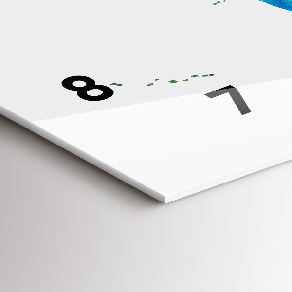 Glass wall clock rectangular Watercolor map of the world