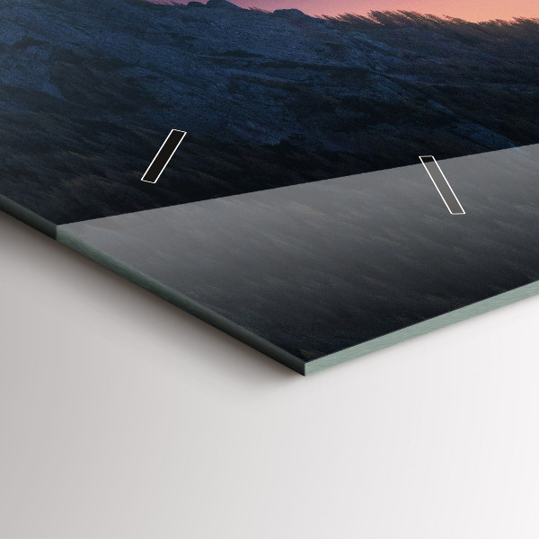 Glass wall clock rectangular Mountain peaks Landscape