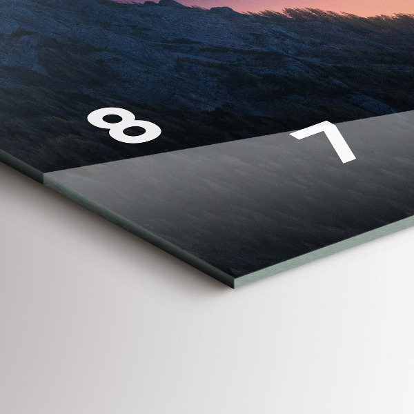 Glass wall clock rectangular Mountain peaks Landscape