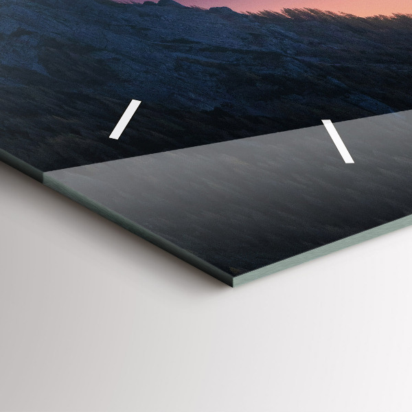 Glass wall clock rectangular Mountain peaks Landscape