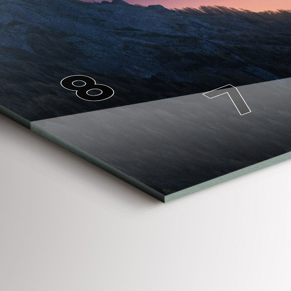 Glass wall clock rectangular Mountain peaks Landscape