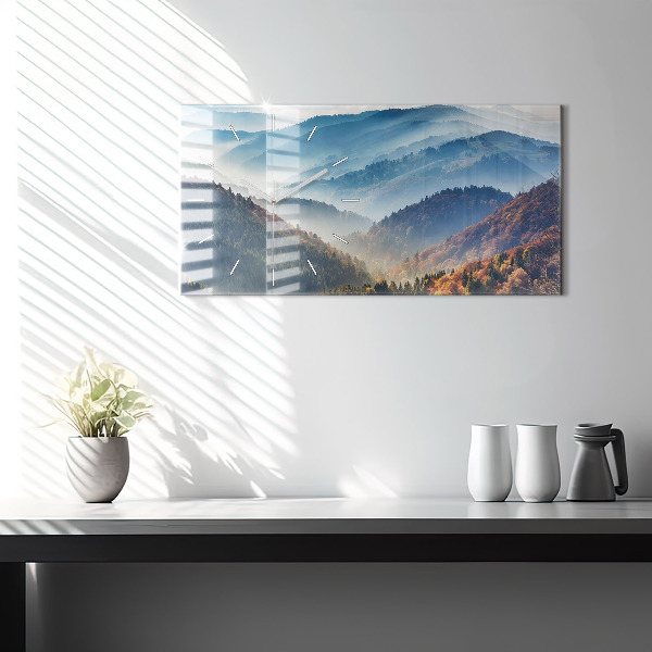 Glass wall clock rectangular Mountain landscape