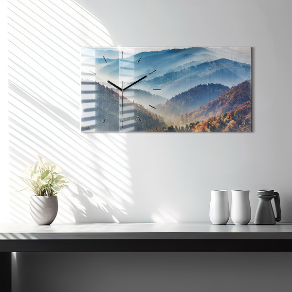 Glass wall clock rectangular Mountain landscape