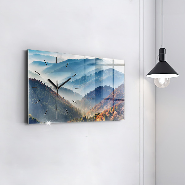 Glass wall clock rectangular Mountain landscape
