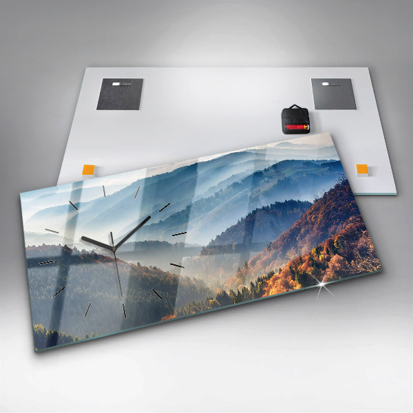 Glass wall clock rectangular Mountain landscape