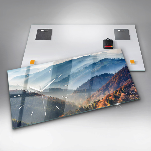 Glass wall clock rectangular Mountain landscape
