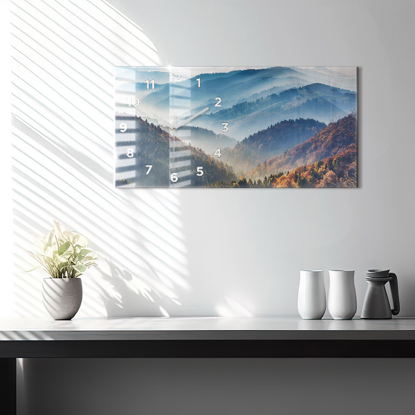 Glass wall clock rectangular Mountain landscape