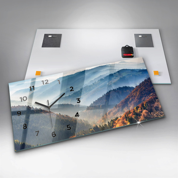 Glass wall clock rectangular Mountain landscape