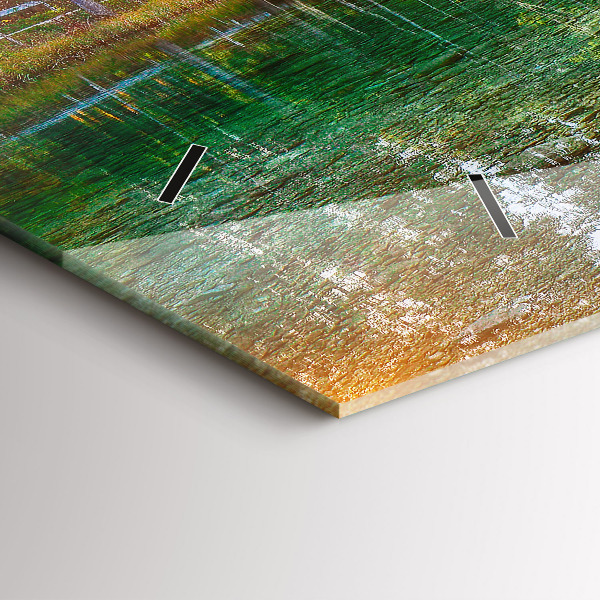 Glass wall clock rectangular River Mountains Landscape