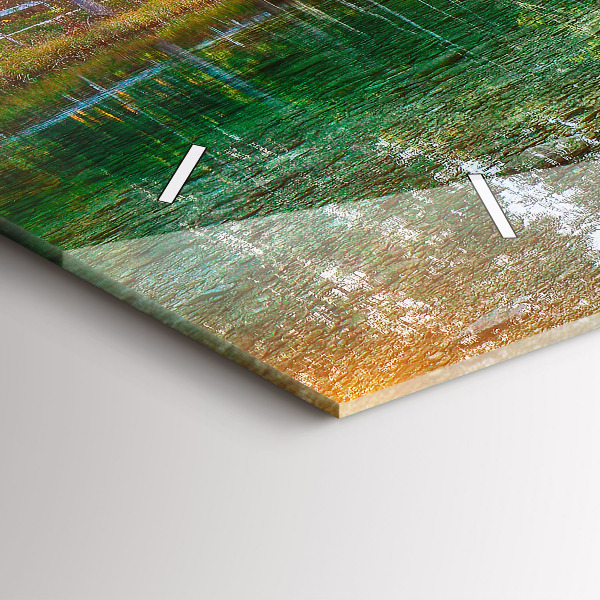 Glass wall clock rectangular River Mountains Landscape