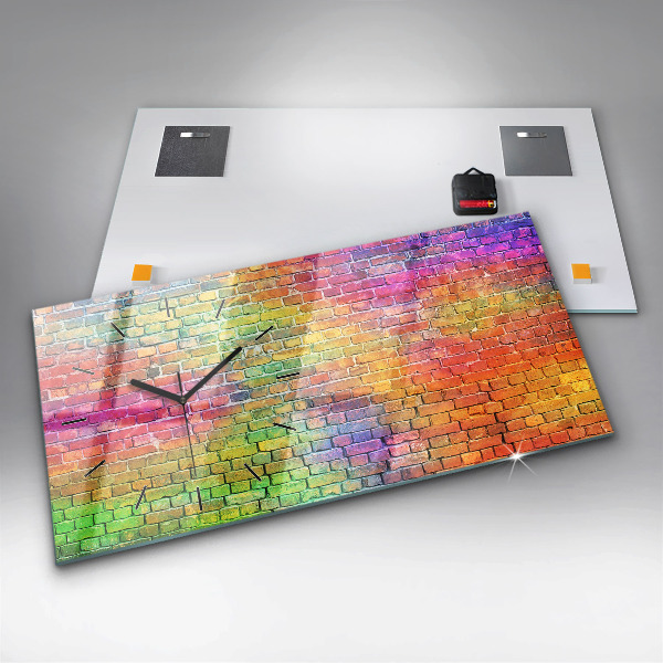Glass wall clock rectangular Painted wall