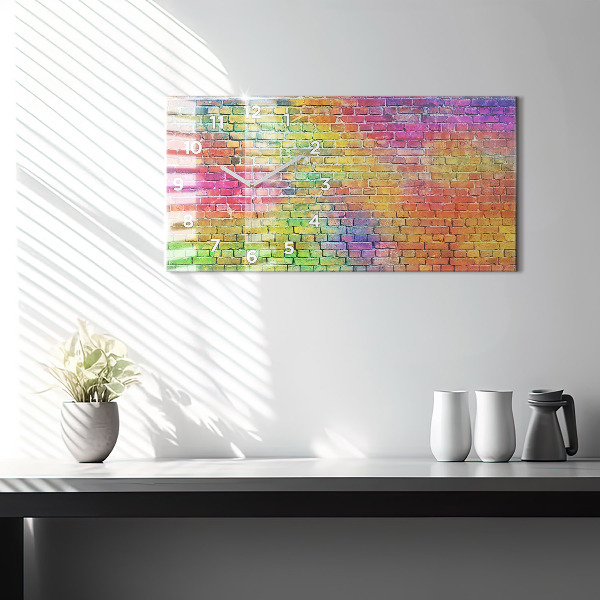 Glass wall clock rectangular Painted wall