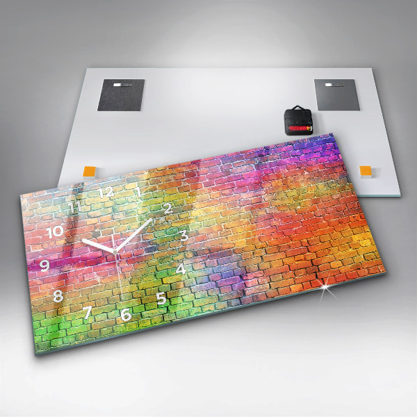 Glass wall clock rectangular Painted wall
