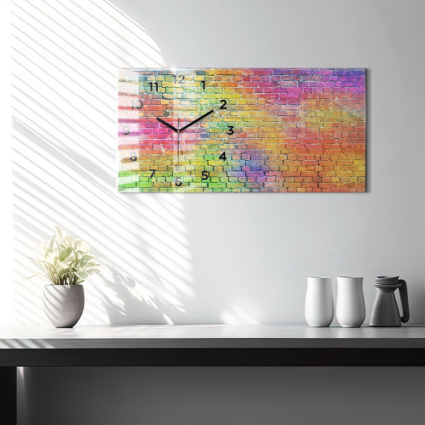 Glass wall clock rectangular Painted wall
