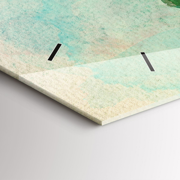 Glass wall clock rectangular Watercolor world map