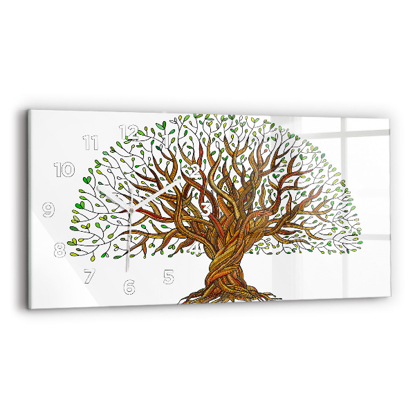 Glass wall clock rectangular Tree roots