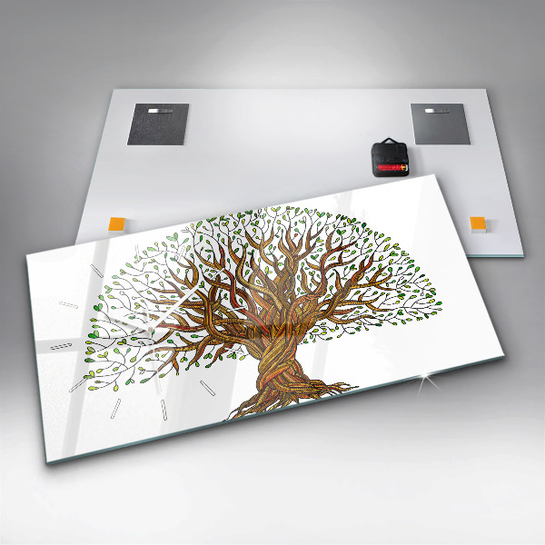 Glass wall clock rectangular Tree roots