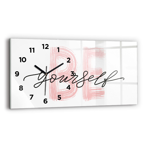 Glass wall clock rectangular The inscription Be yourself