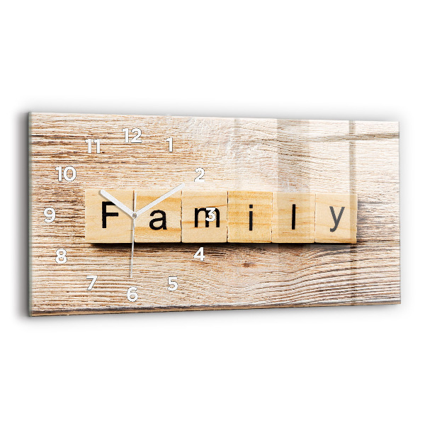 Glass wall clock rectangular The inscription family