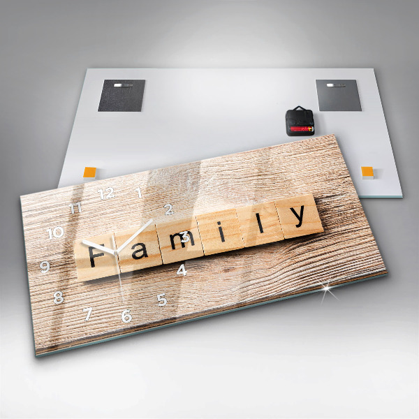 Glass wall clock rectangular The inscription family