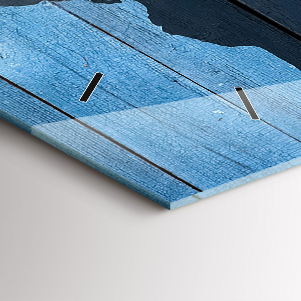 Glass wall clock rectangular World map of the board