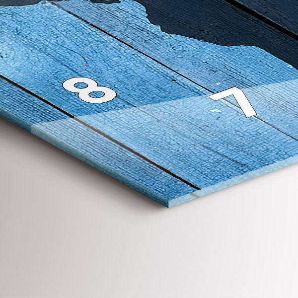 Glass wall clock rectangular World map of the board