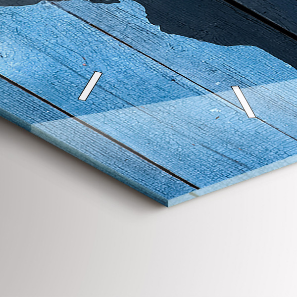 Glass wall clock rectangular World map of the board