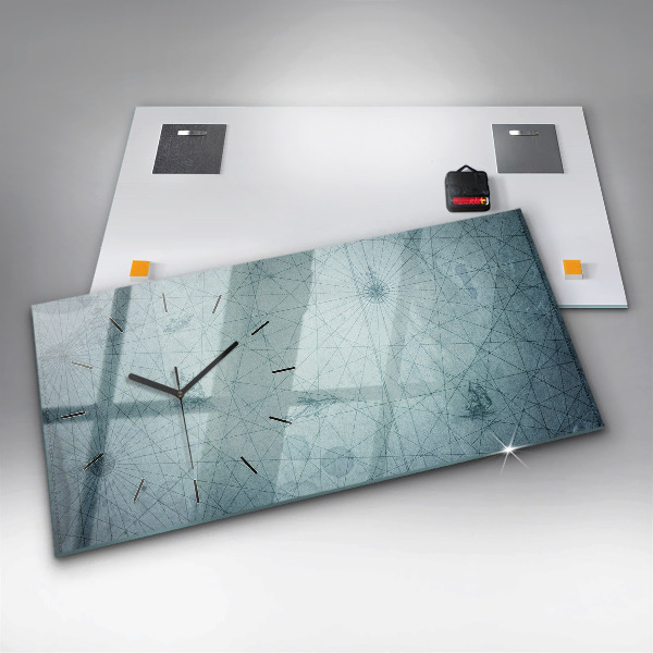 Glass wall clock rectangular Vintage Map