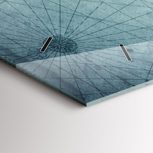 Glass wall clock rectangular Vintage Map