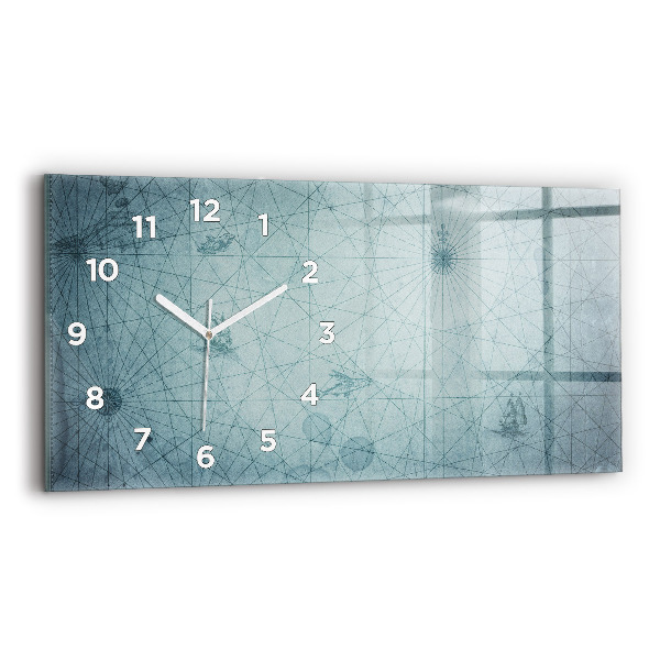 Glass wall clock rectangular Vintage Map