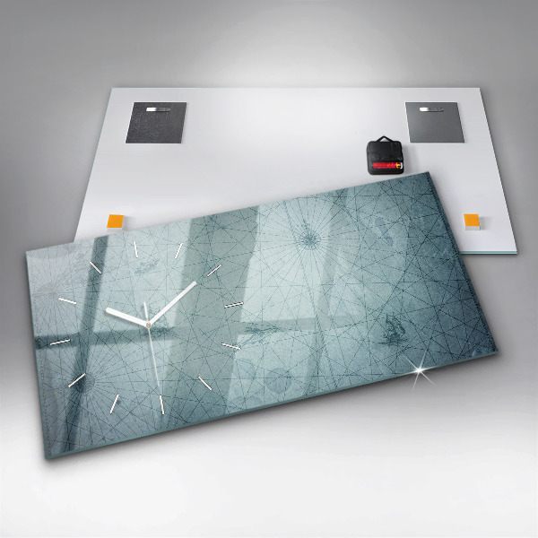 Glass wall clock rectangular Vintage Map