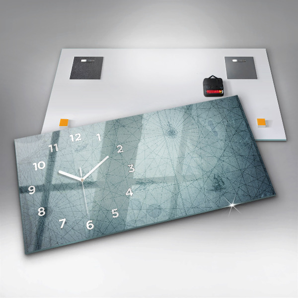 Glass wall clock rectangular Vintage Map