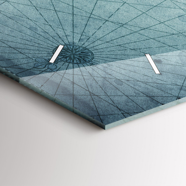 Glass wall clock rectangular Vintage Map