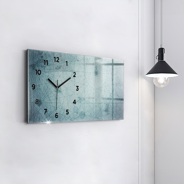 Glass wall clock rectangular Vintage Map