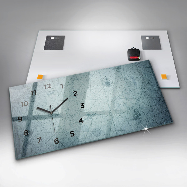 Glass wall clock rectangular Vintage Map