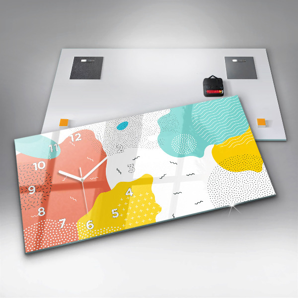 Glass wall clock rectangular POP Abstraction