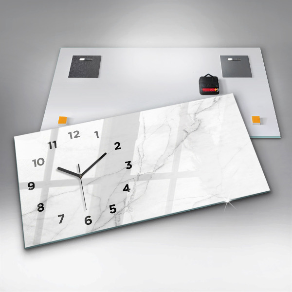 Glass wall clock rectangular Decorative marble