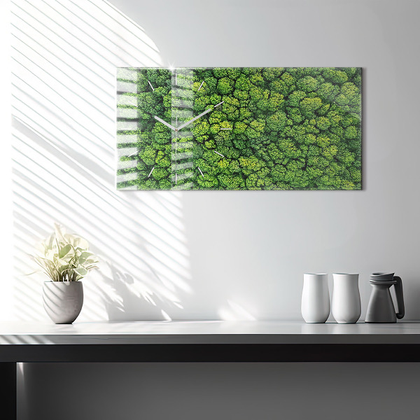 Glass wall clock rectangular Forest from a bird's eye view