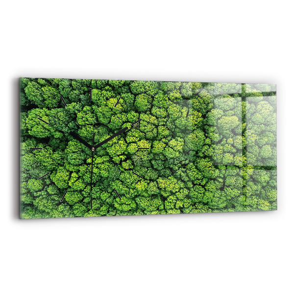 Glass wall clock rectangular Forest from a bird's eye view