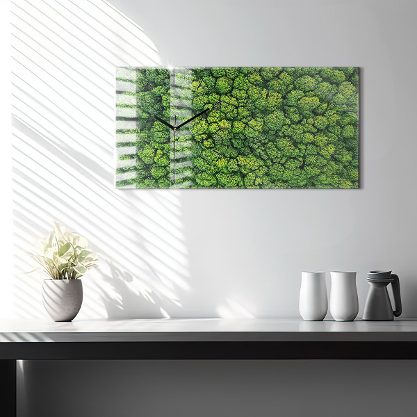 Glass wall clock rectangular Forest from a bird's eye view