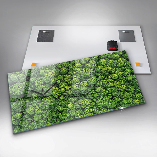 Glass wall clock rectangular Forest from a bird's eye view