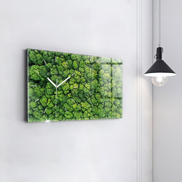 Glass wall clock rectangular Forest from a bird's eye view