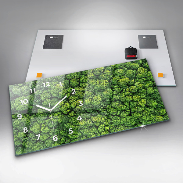 Glass wall clock rectangular Forest from a bird's eye view