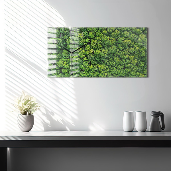 Glass wall clock rectangular Forest from a bird's eye view