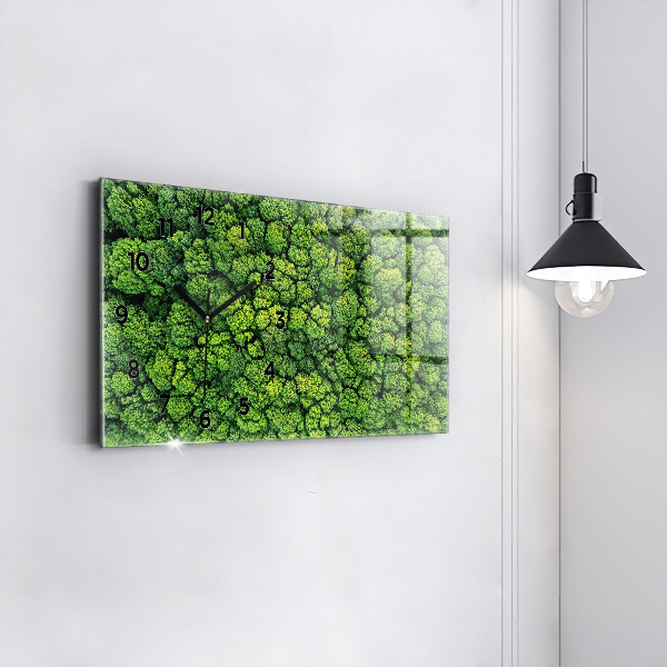 Glass wall clock rectangular Forest from a bird's eye view