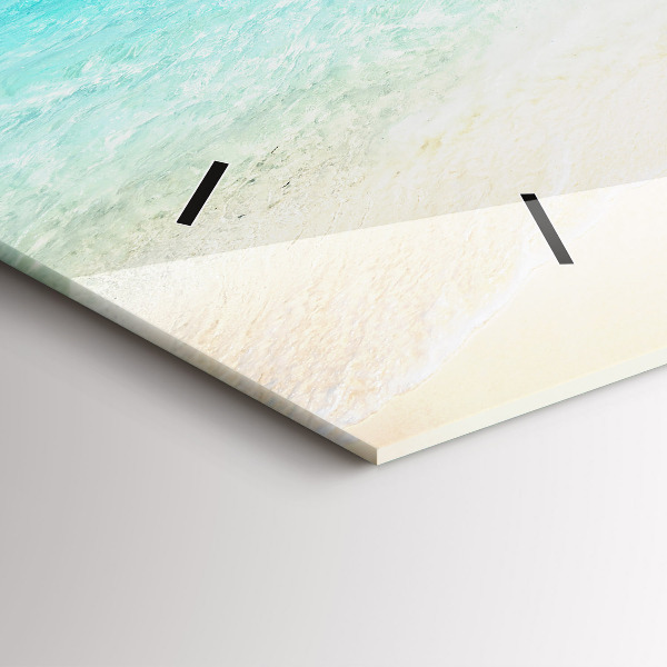 Glass wall clock rectangular Tropical island